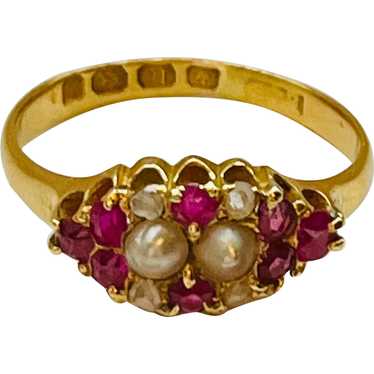 Victorian Ruby And Natural Pearl Ring