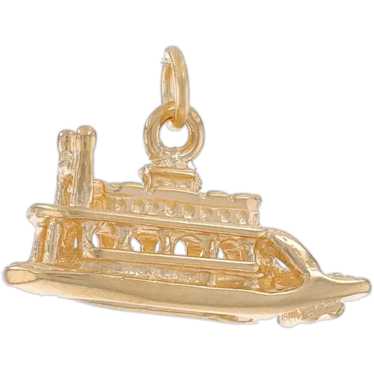 Yellow Gold Steamboat Charm - 14k River Transporta