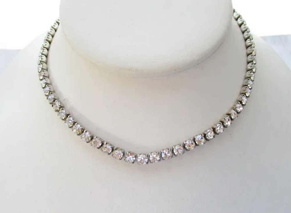 Sterling Crystal Rhinestone Choker Necklace - image 2