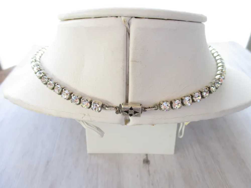 Sterling Crystal Rhinestone Choker Necklace - image 4