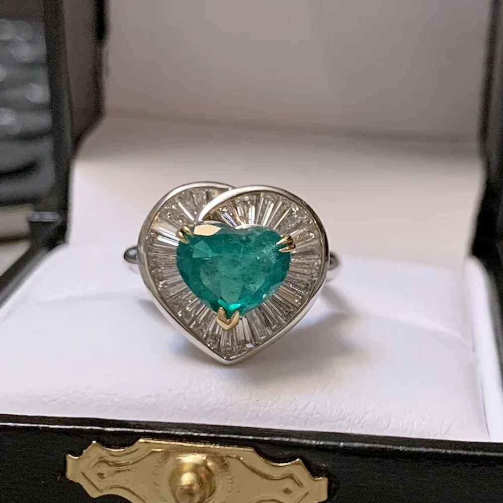 1.51CT Emerald Heart Diamond Platinum 18k Yellow … - image 10