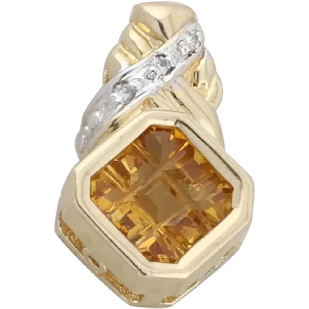 Pendant Only 14k Yellow Gold Natural Citrine and … - image 1