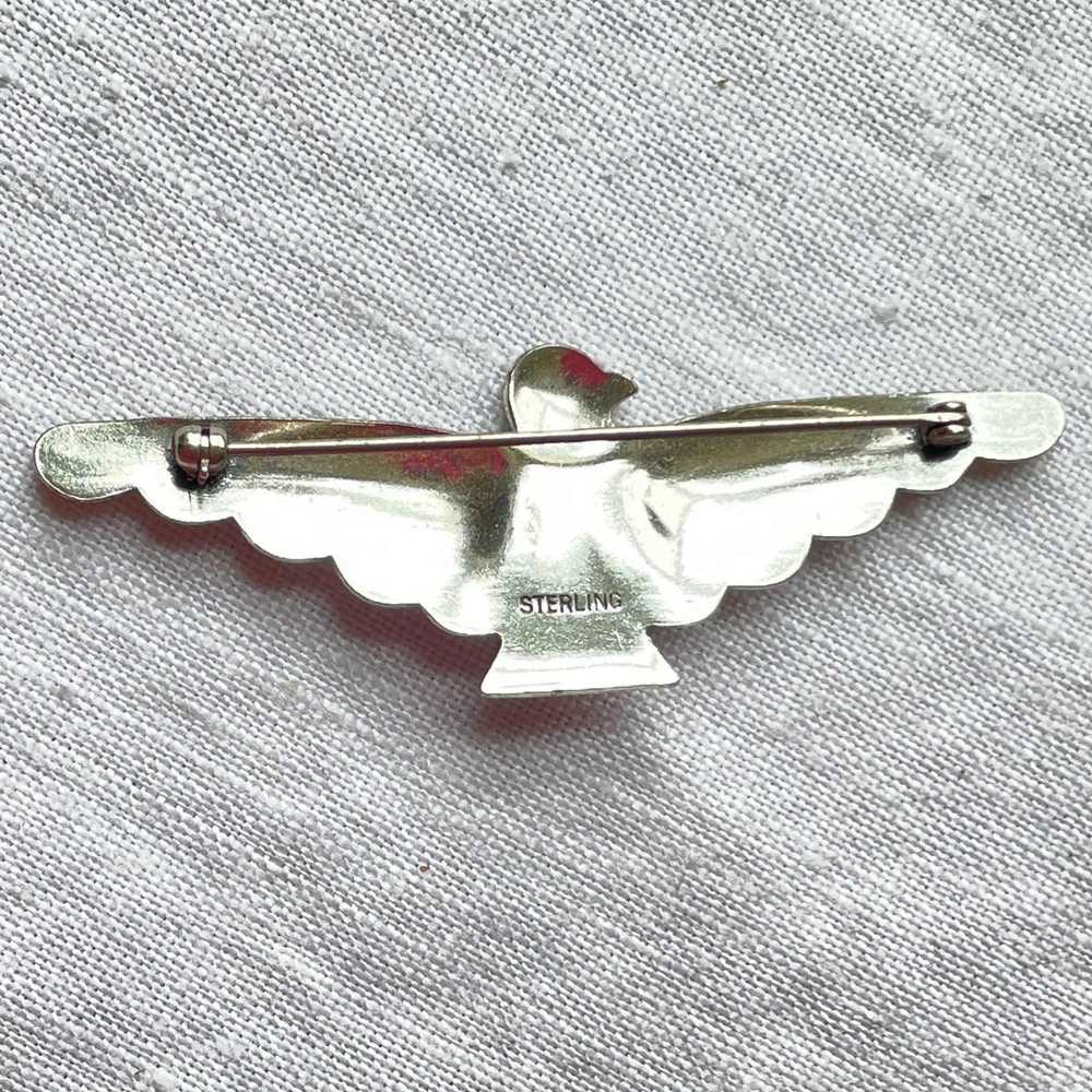 Vintage Sterling Silver Turquoise Thunderbird Bro… - image 10