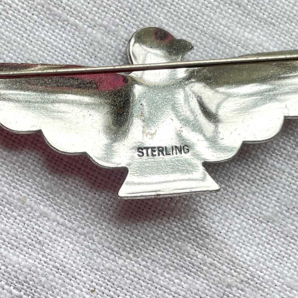 Vintage Sterling Silver Turquoise Thunderbird Bro… - image 9