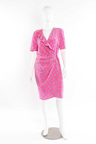 EMANUEL UNGARO Dotted Drape Wrap Dress