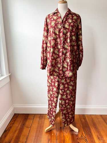 Victoria's Secret Rose print pajama set Gold crow… - image 1