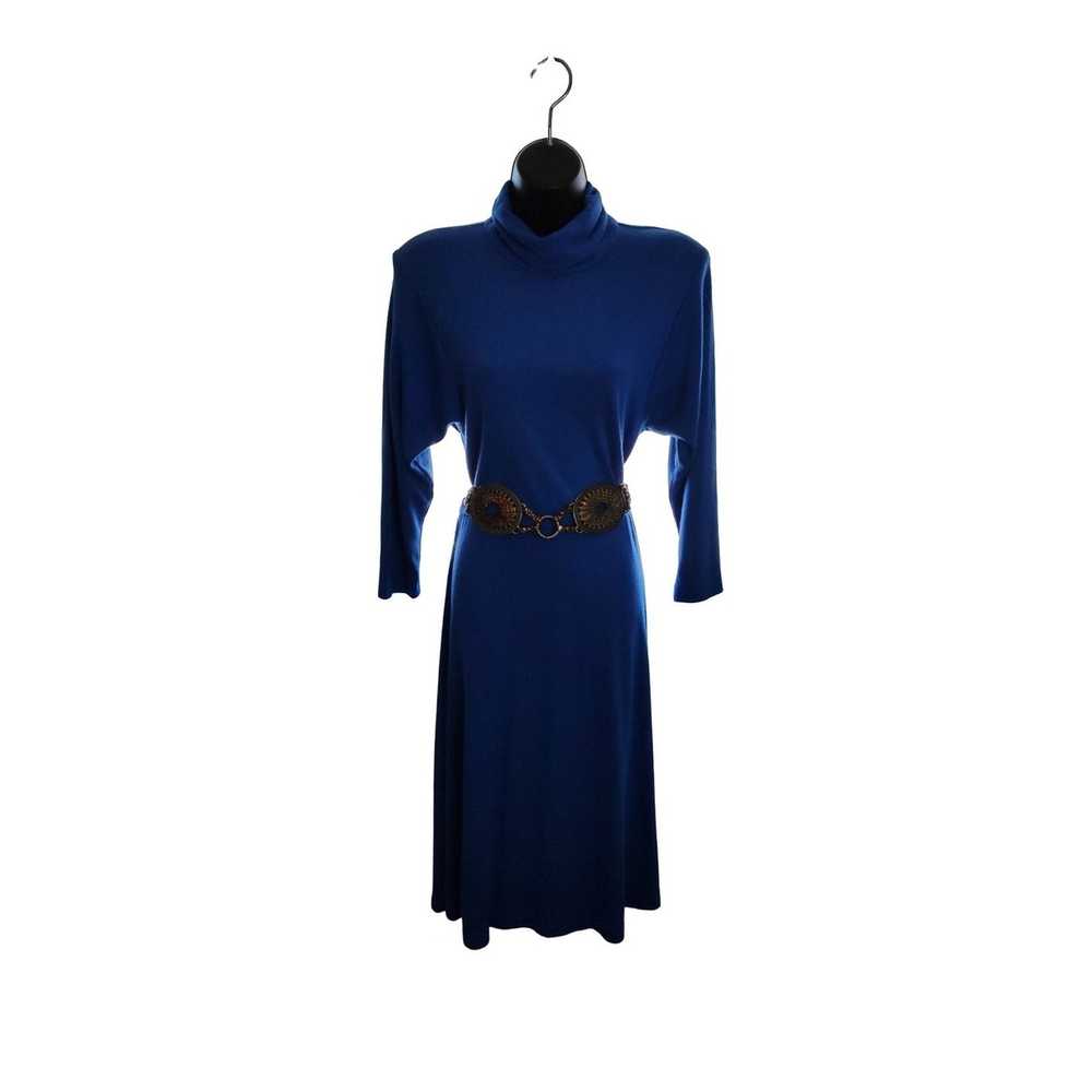 Vintage 1980's Joni Blair Blue Midi Dress - image 2