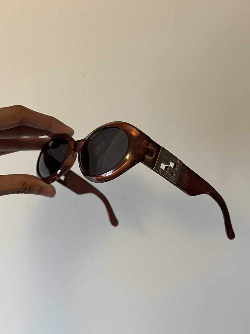 FENDI Vintage Sunglasses Rare Oval Gold Orange Frame SL7035 