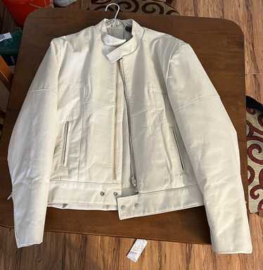 Designer White Leather Moto Jacket