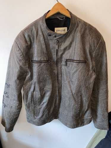 Vintage John F. Gee Grey Leather Biker Jacket