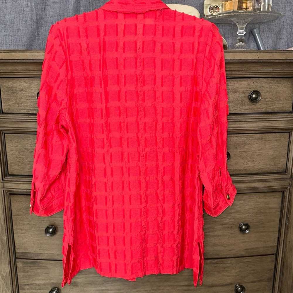 Chicos Chico's Women's Orange Button-Up Top in Si… - image 4