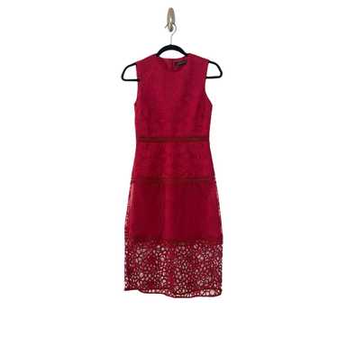 Zara Zara Woman Sleeveless Lace Sheath Dress Red … - image 1