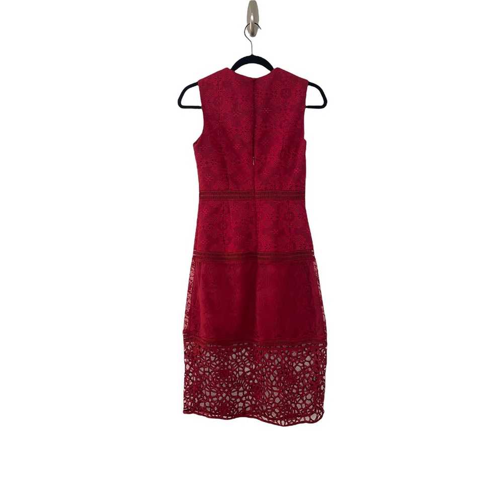 Zara Zara Woman Sleeveless Lace Sheath Dress Red … - image 2