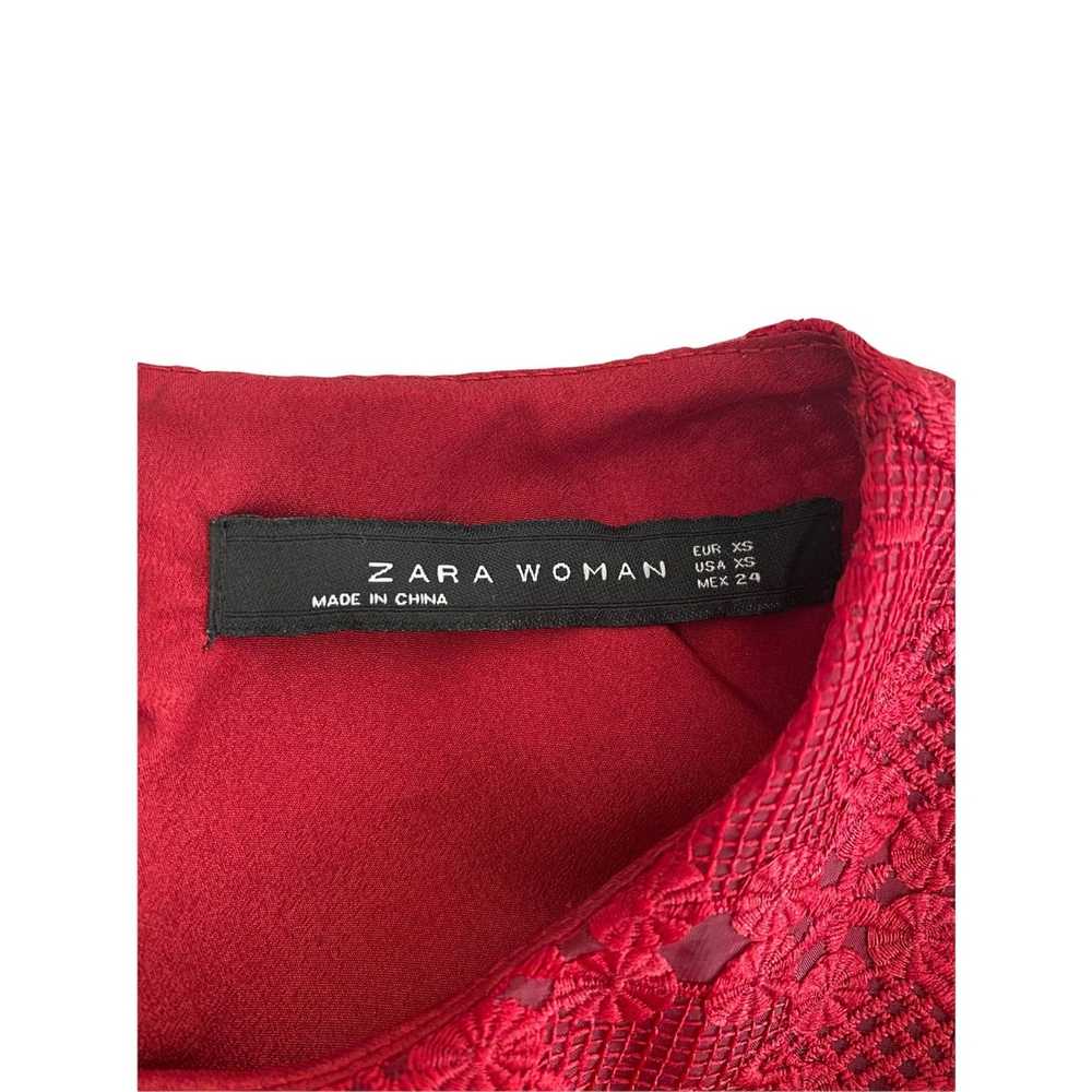 Zara Zara Woman Sleeveless Lace Sheath Dress Red … - image 3
