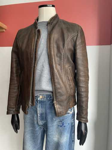 Vintage 1970s leather cafe racer jacket