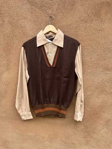 1940's/1950's El Rancho Mock V-Neck Long Sleeve Sh