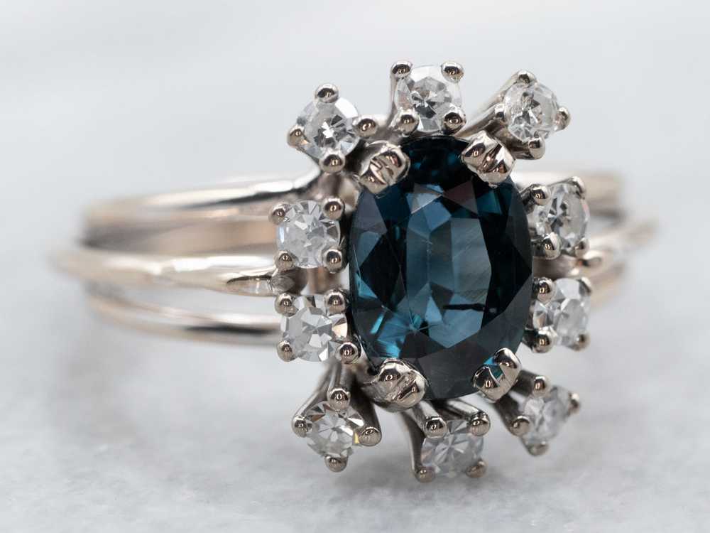 Stunning Sapphire and Diamond Halo Ring - image 1