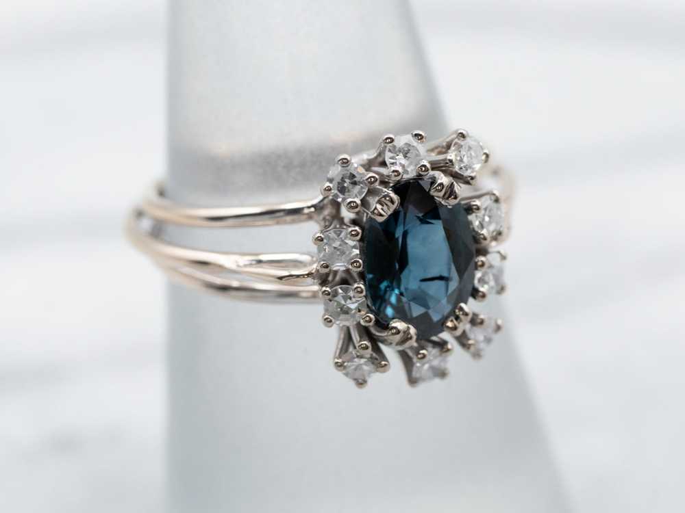 Stunning Sapphire and Diamond Halo Ring - image 3