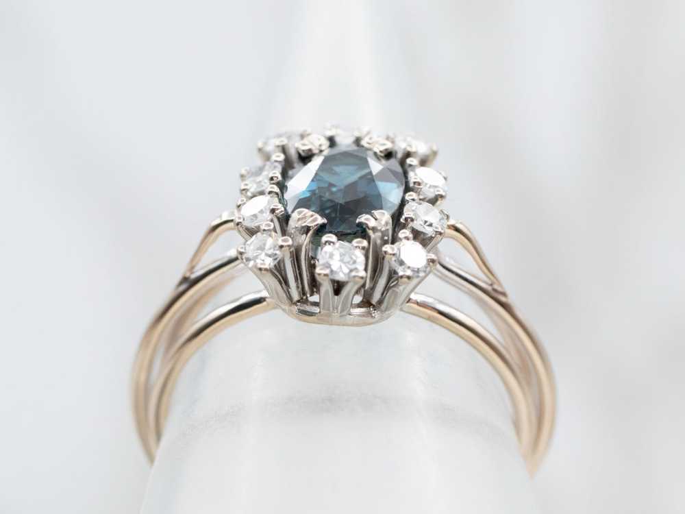 Stunning Sapphire and Diamond Halo Ring - image 4