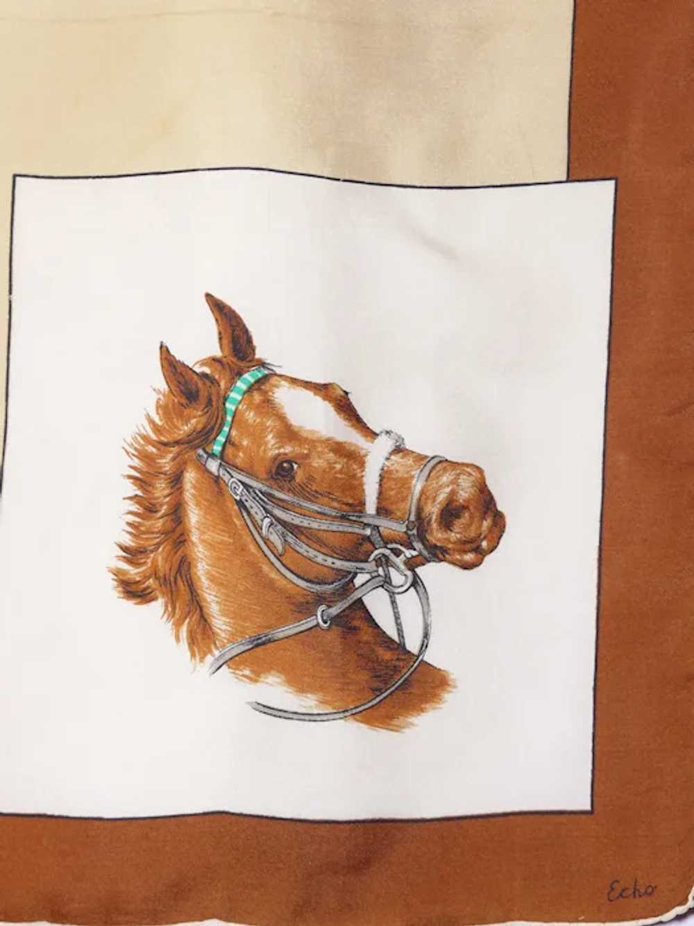 Vintage 1960s Echo Equestrian Horse Silk Scarf Ma… - image 3