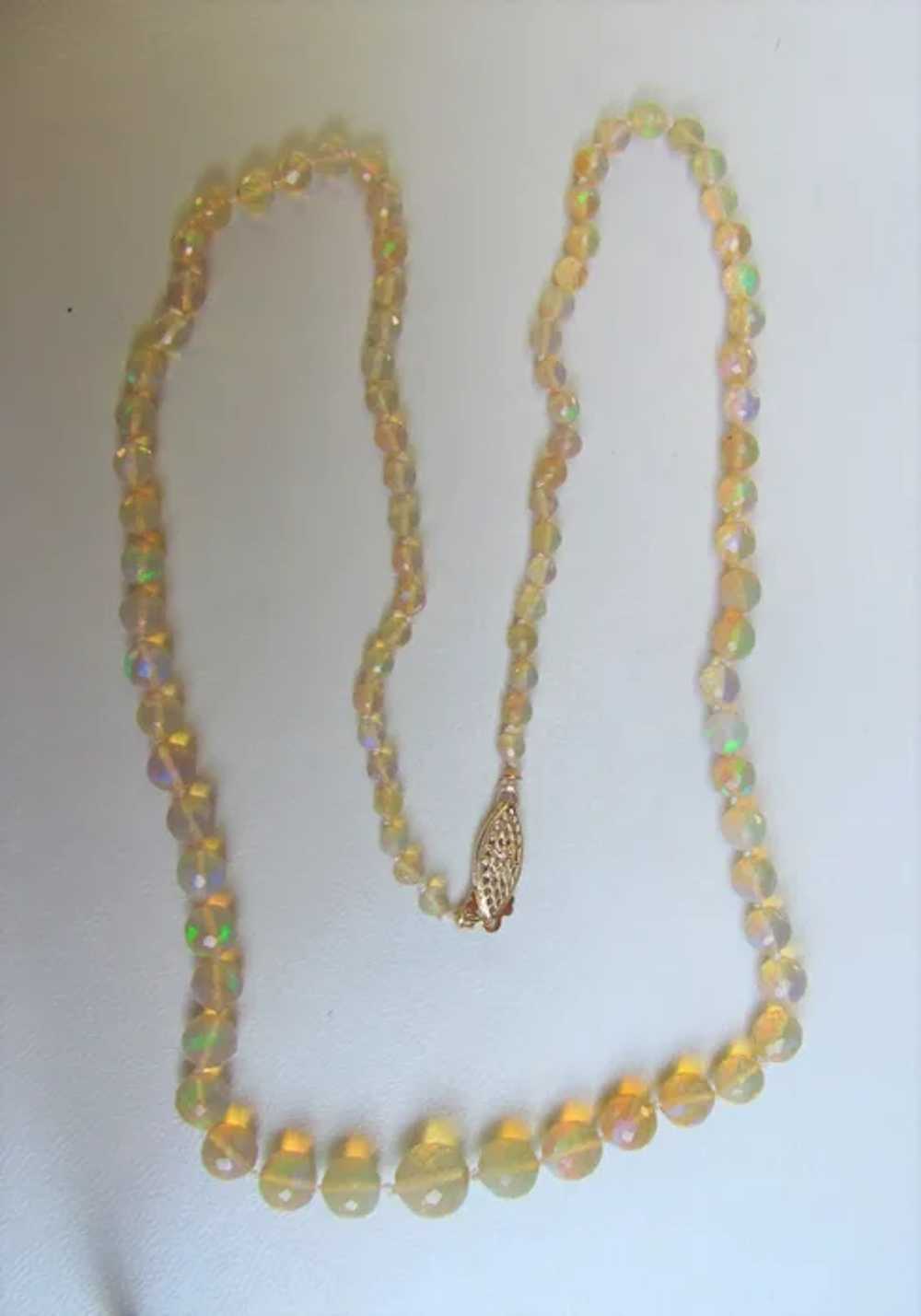 Graduated Strand Opal Bead Necklace 14K Clasp 21" - image 7
