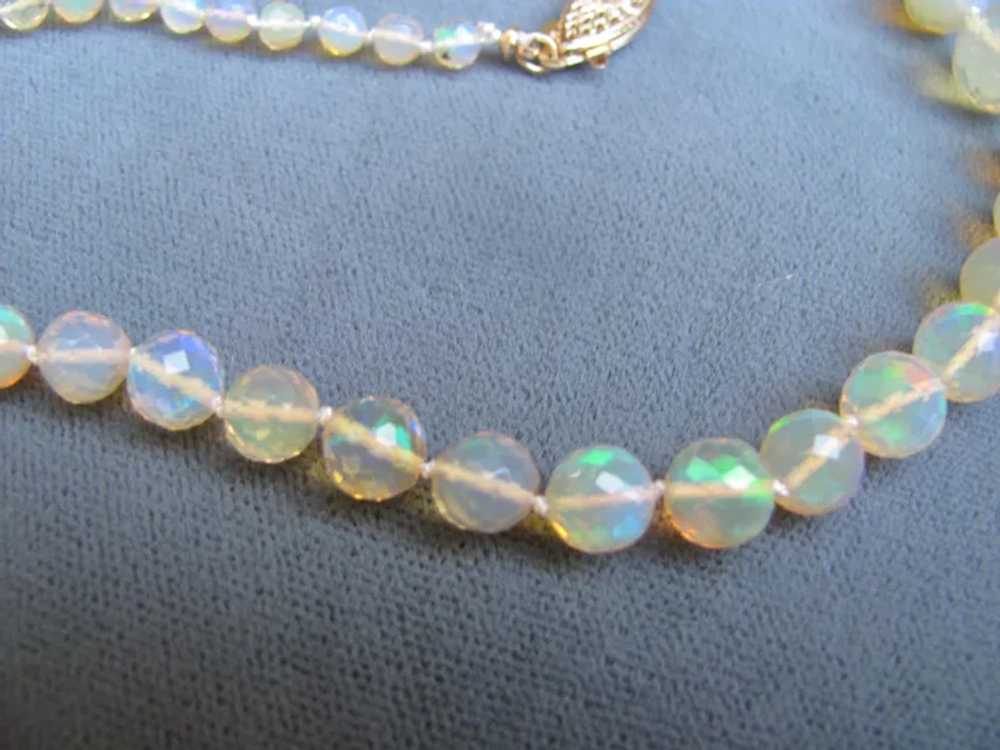 Graduated Strand Opal Bead Necklace 14K Clasp 21" - image 8