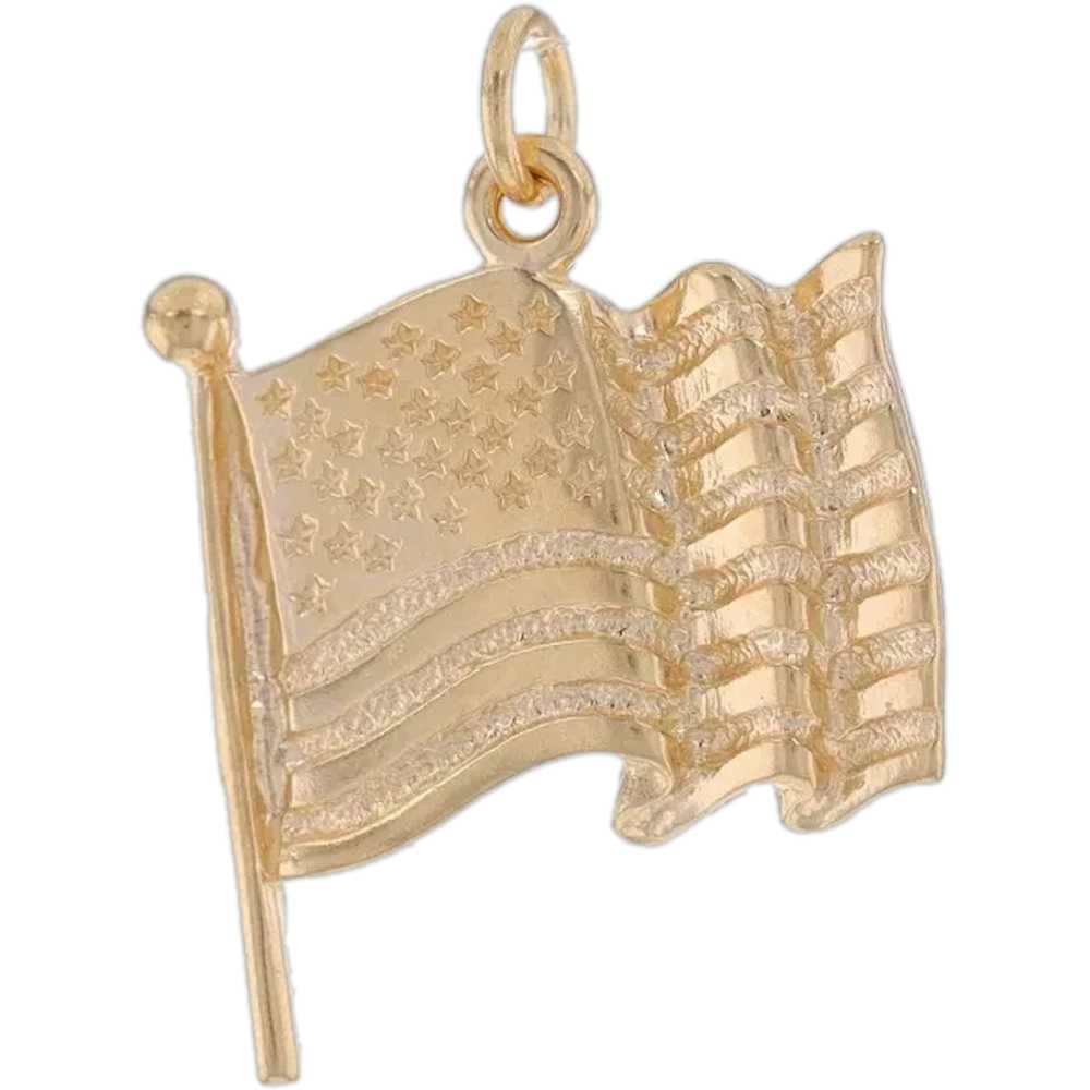 Yellow Gold American Flag Pendant - 14k Stars & S… - image 1