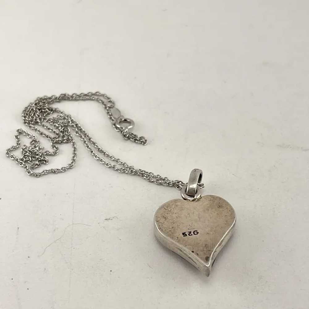 Sterling Heart Pendant with small dried flowers e… - image 7