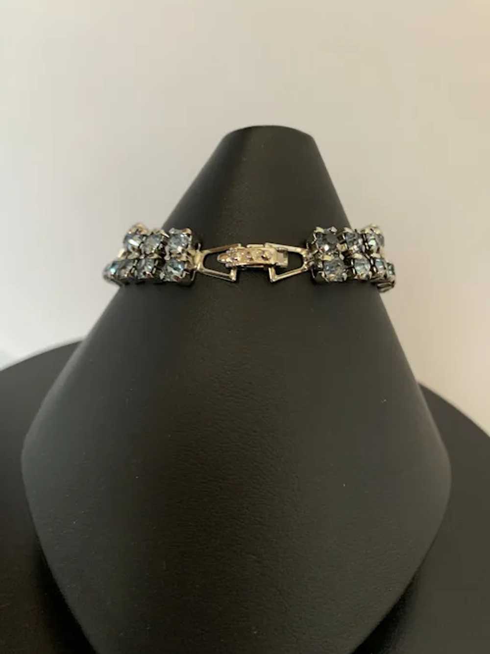 Blue Rhinestone Silver Tone Bracelet - image 8