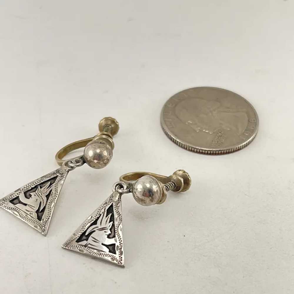 Guatemala 900 Silver Triangular Screw Back Earrin… - image 3