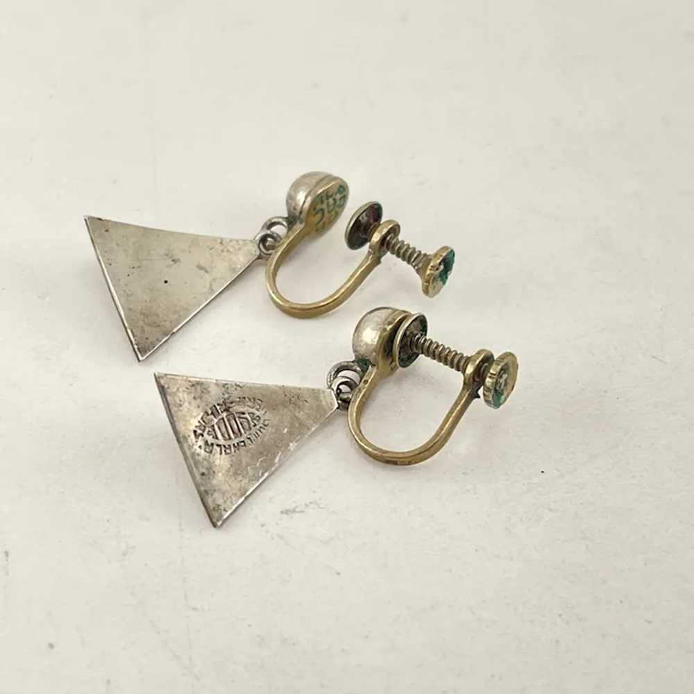 Guatemala 900 Silver Triangular Screw Back Earrin… - image 4