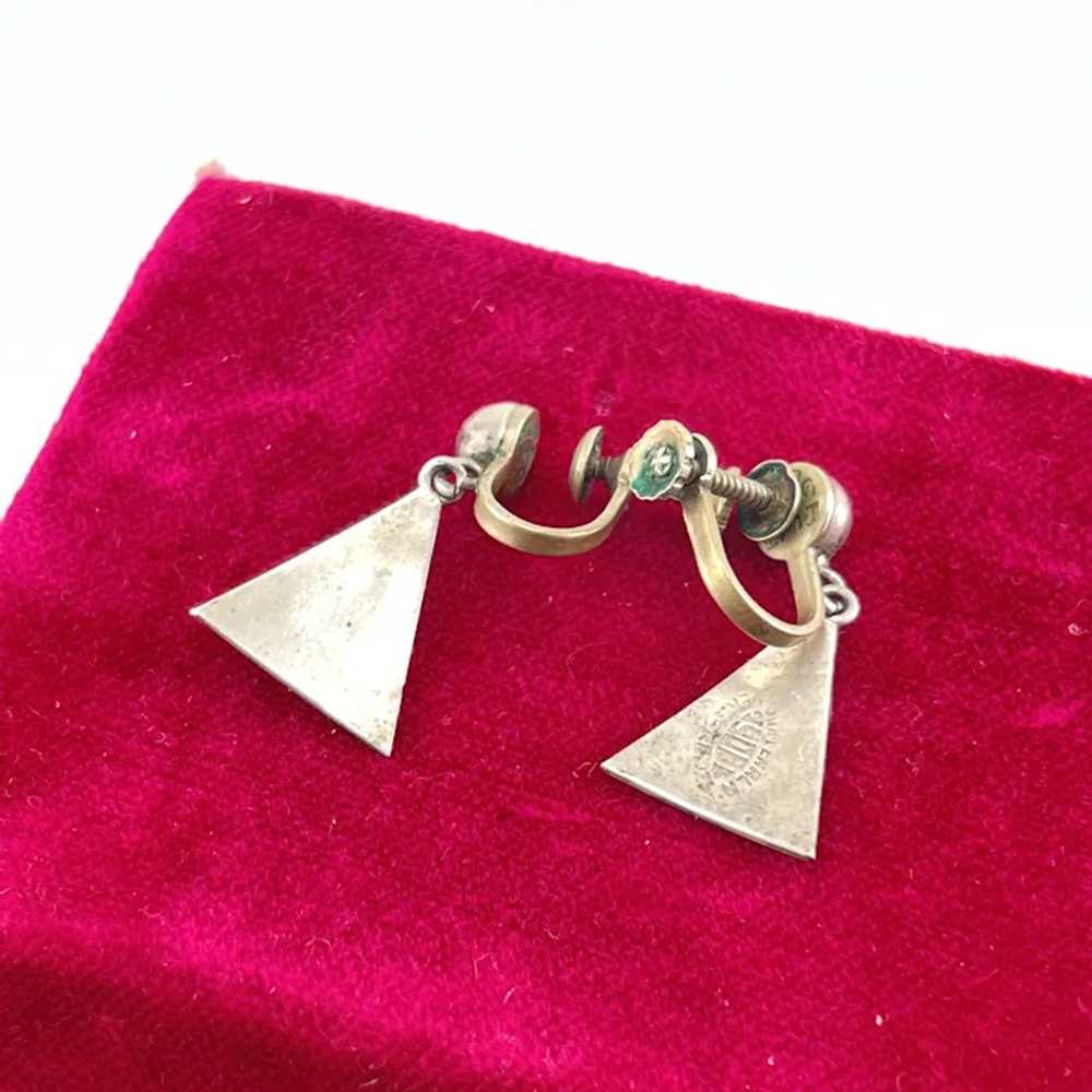 Guatemala 900 Silver Triangular Screw Back Earrin… - image 6