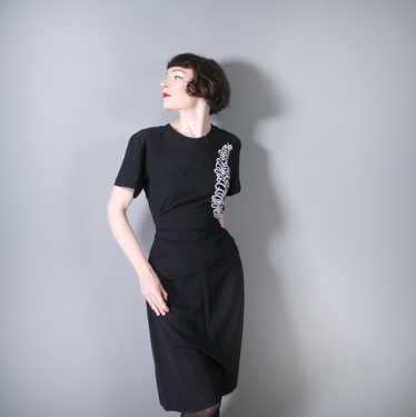 Factory 1940s Black Sequin Bow Rayon Crepe Dress