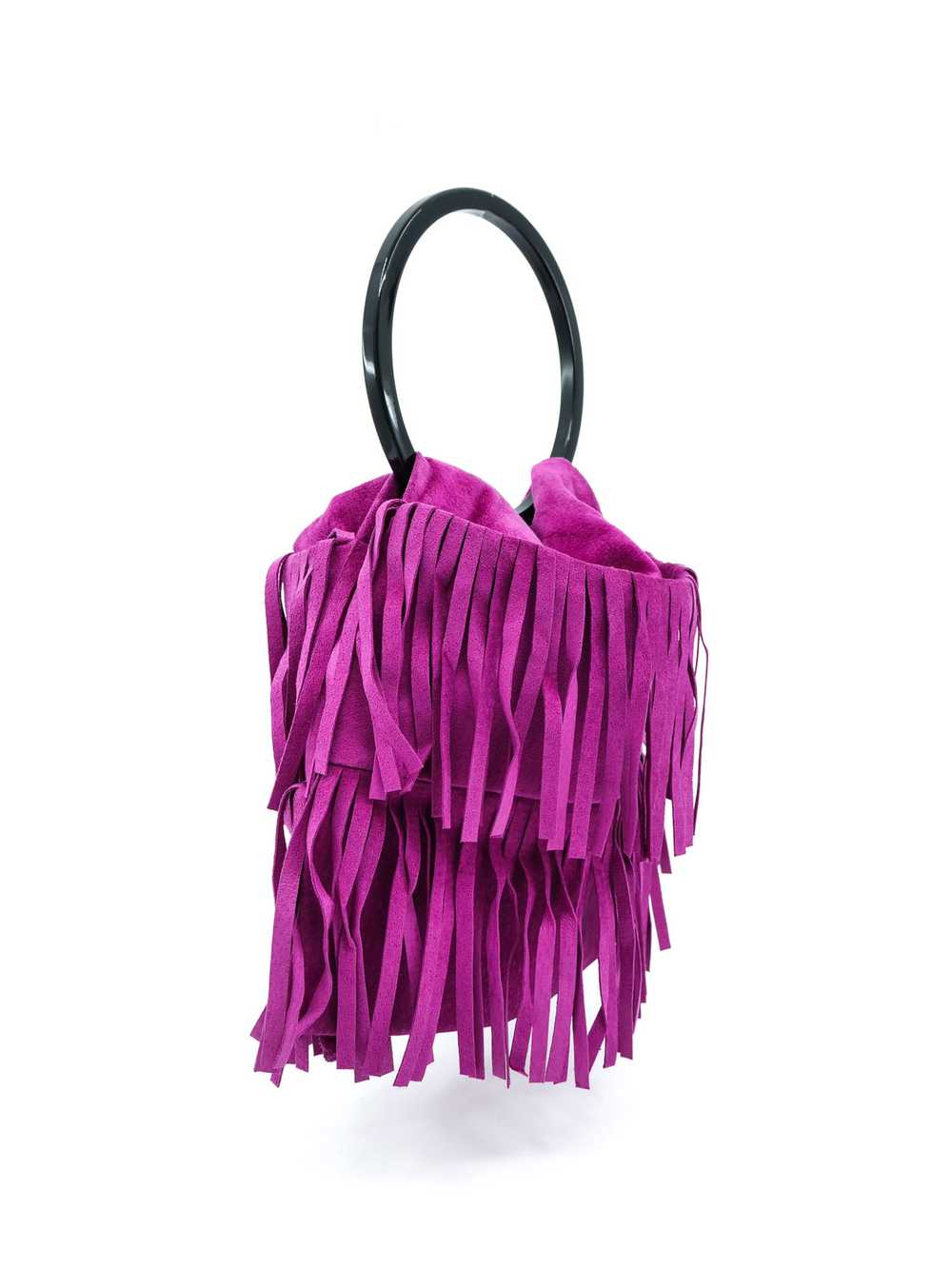 Yves Saint Laurent Fuschia Suede Fringed Bag - image 4