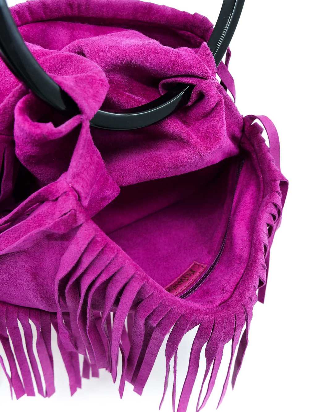 Yves Saint Laurent Fuschia Suede Fringed Bag - image 5