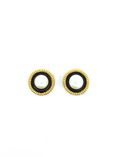 Chanel Gold and Black Pearl Earrings