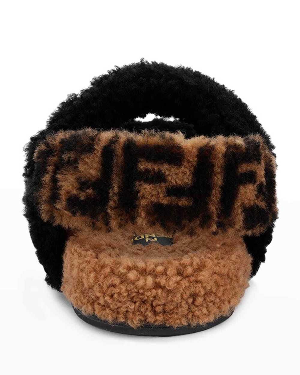 Fendi FF Logo Signature Shearling Strappy Sandals - image 5
