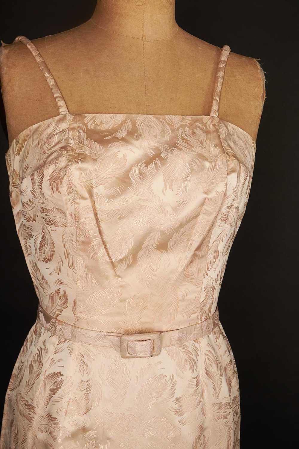 Vintage 1960s Pink Brocade Wiggle Dress - image 4