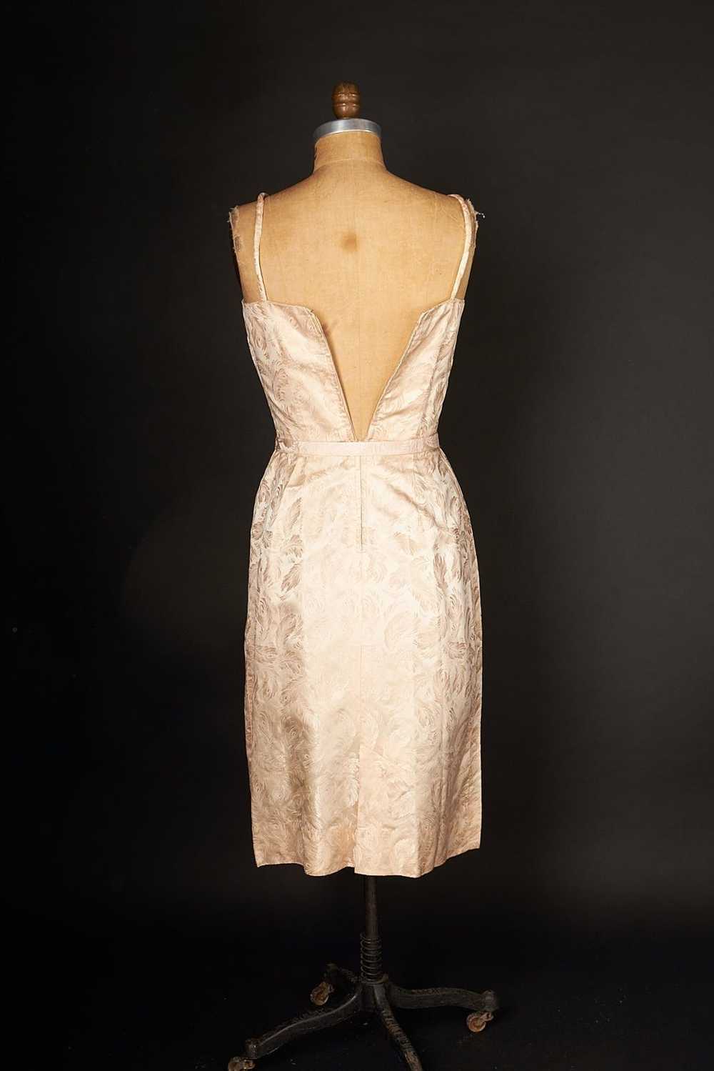 Vintage 1960s Pink Brocade Wiggle Dress - image 5