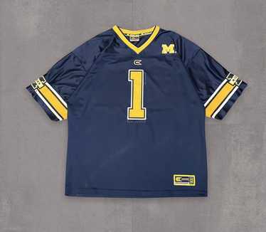 Vintage Michigan Wolverines Mens 2XL XXL Baseball Jersey Blue Stitched