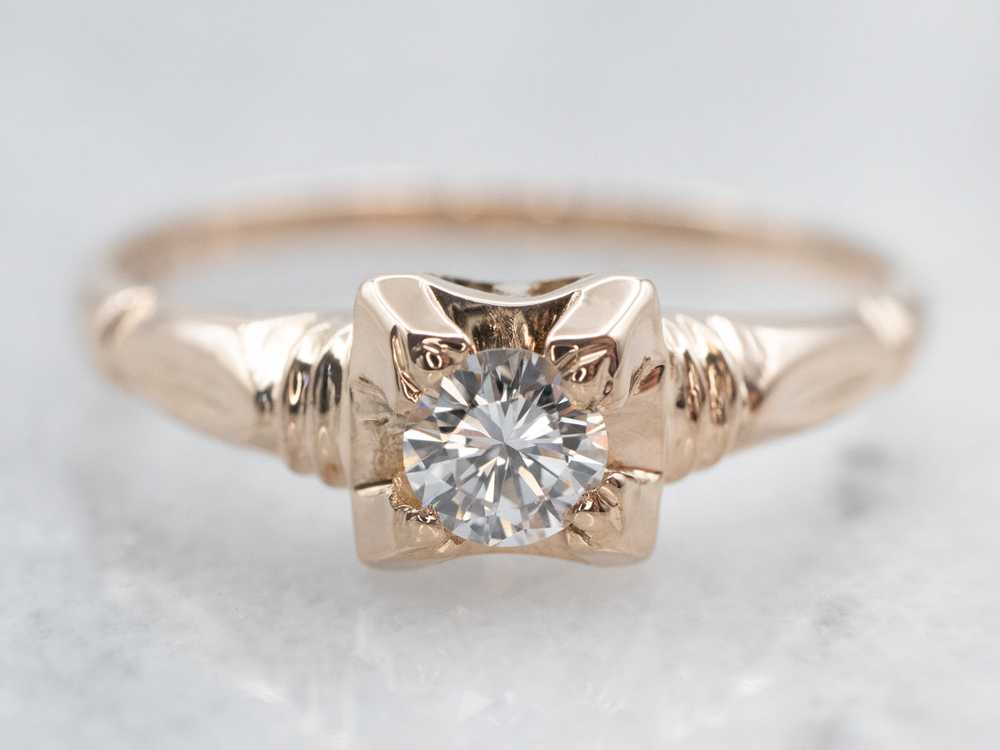 Lovely Rose Gold Diamond Solitaire Engagement Ring - image 1
