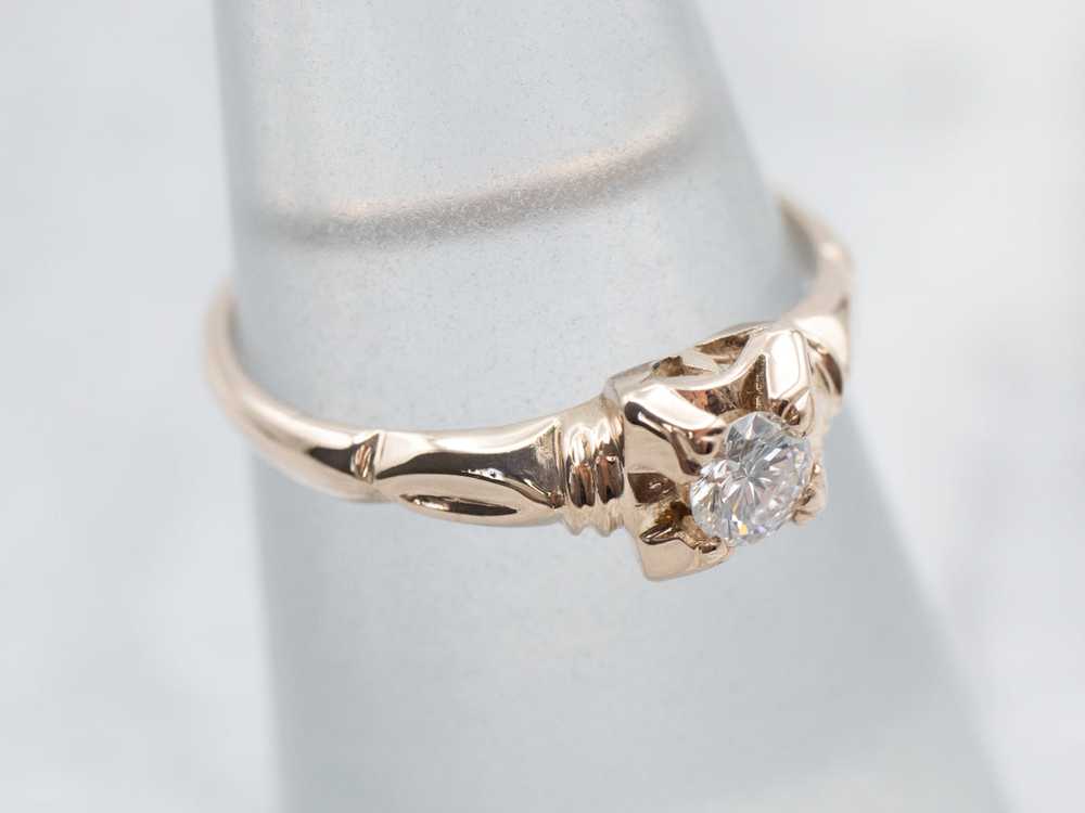 Lovely Rose Gold Diamond Solitaire Engagement Ring - image 3