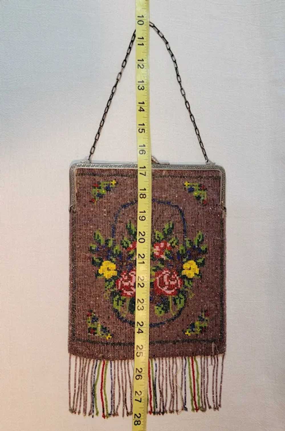 Beaded purse with rose design - image 2