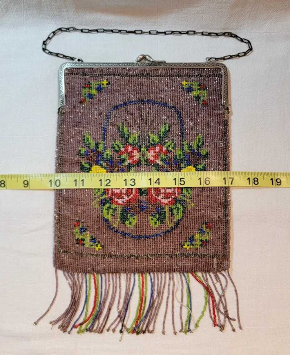 Beaded purse with rose design - image 3