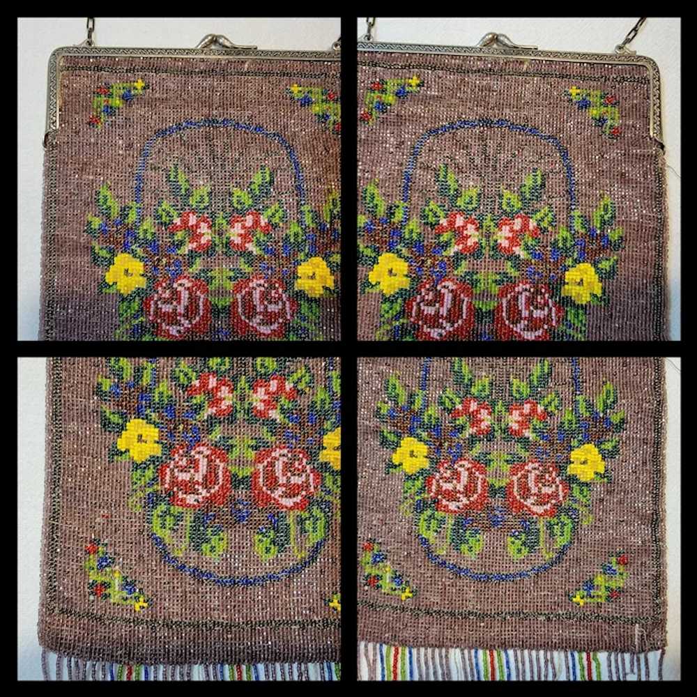 Beaded purse with rose design - image 7