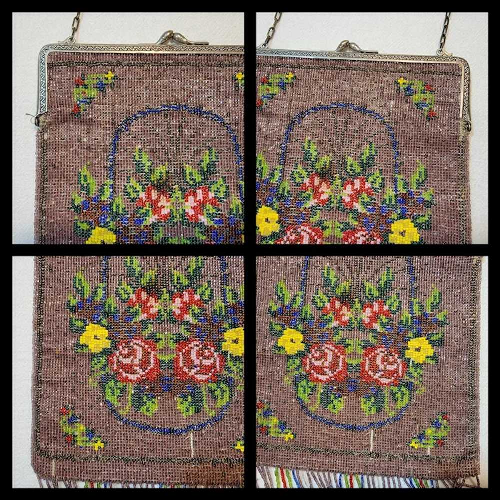 Beaded purse with rose design - image 8