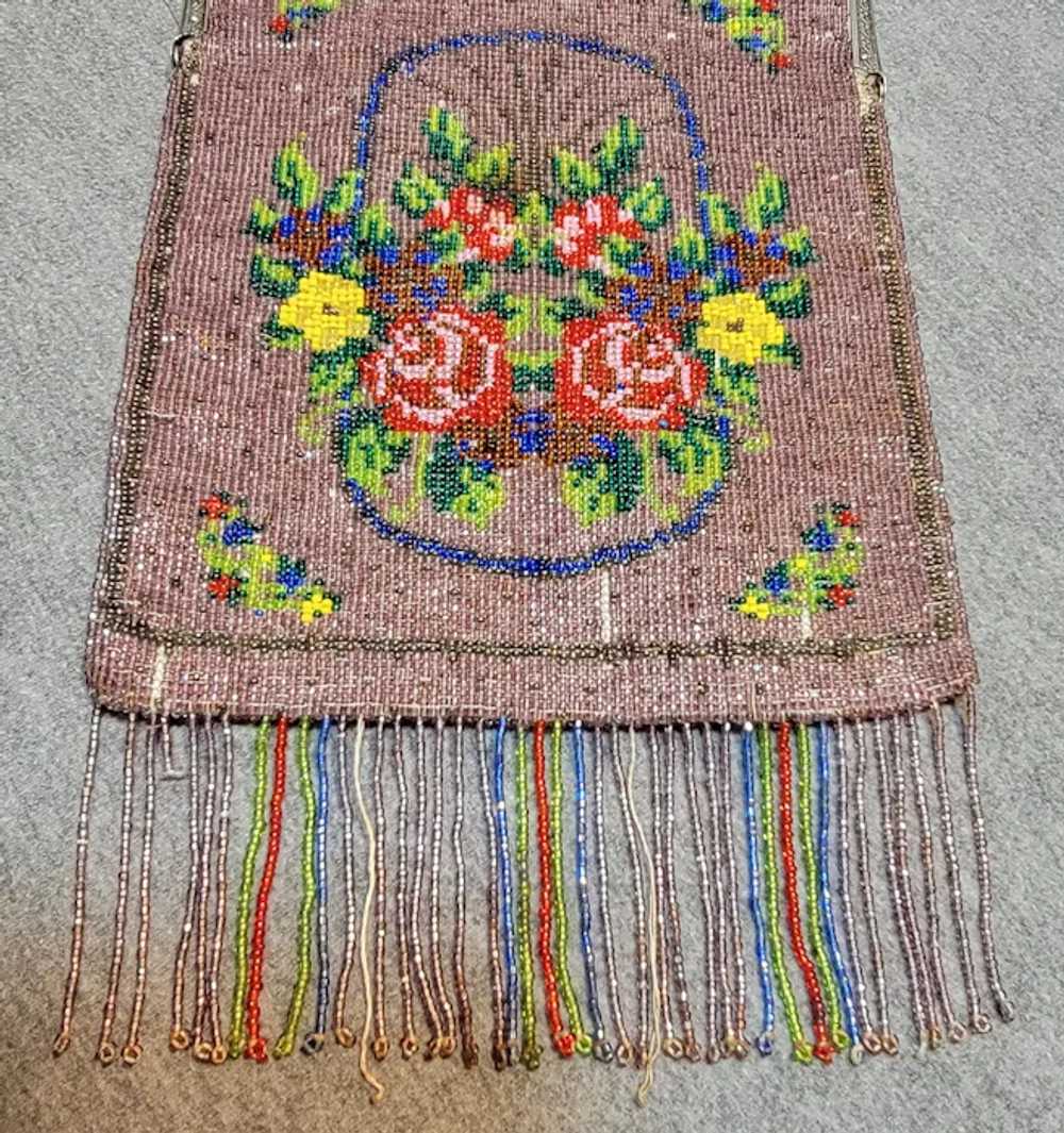 Beaded purse with rose design - image 9