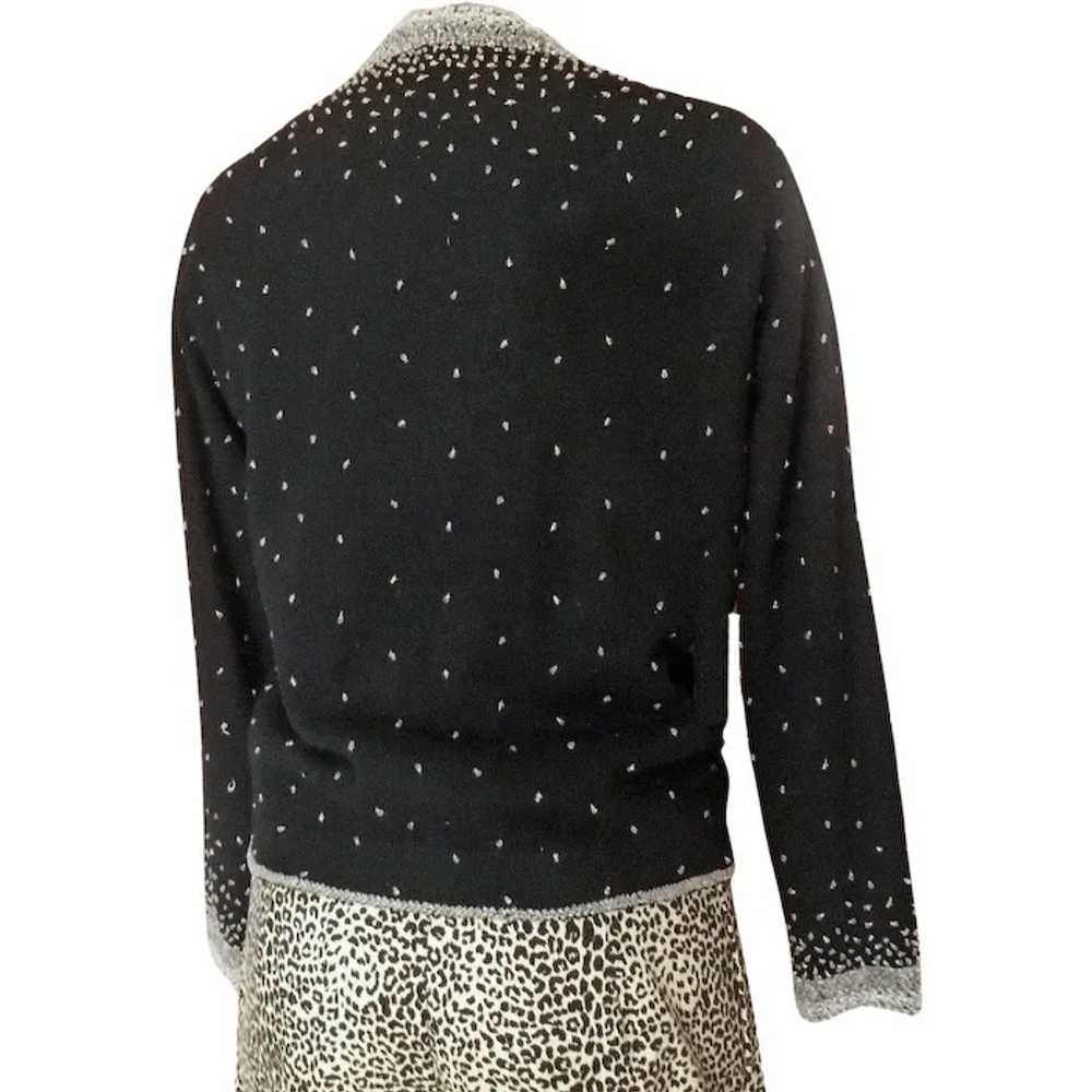 Black Beaded Sweater, Wool Cardigan - image 2