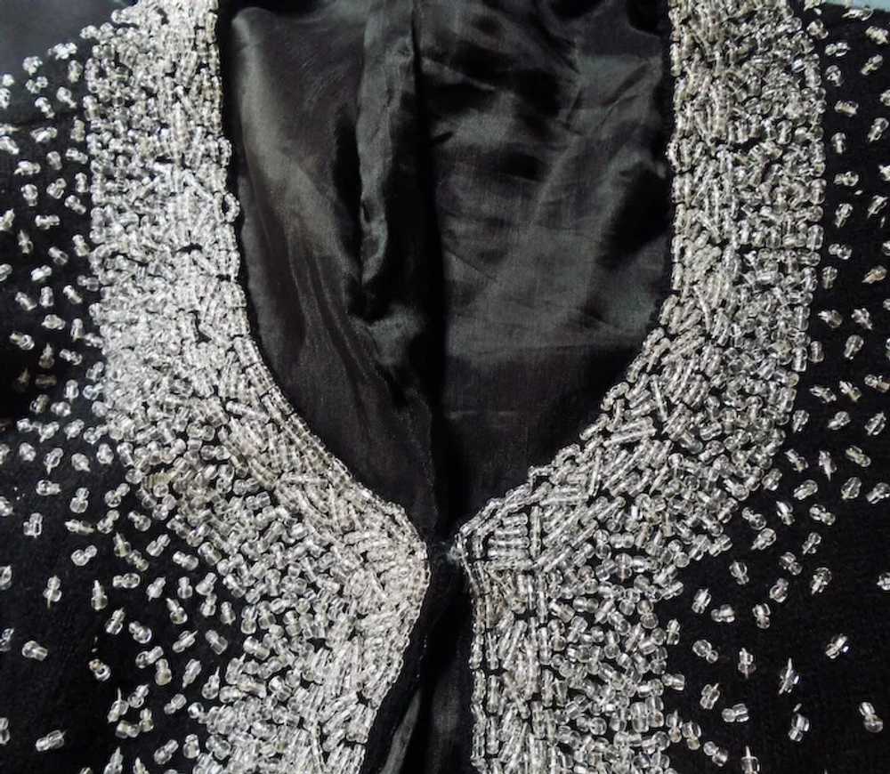 Black Beaded Sweater, Wool Cardigan - image 3