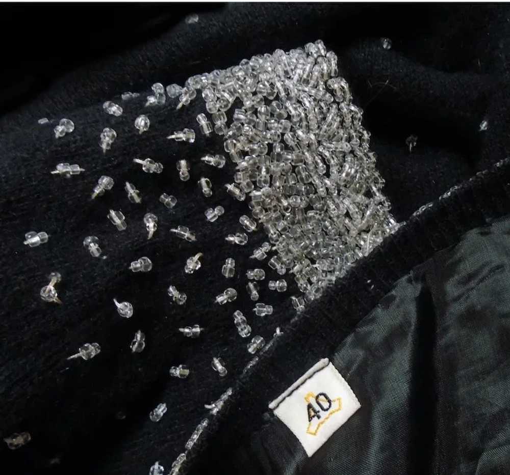 Black Beaded Sweater, Wool Cardigan - image 6